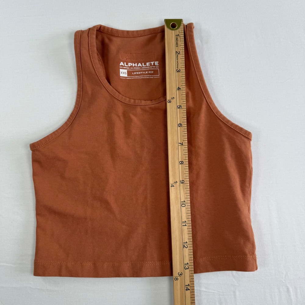 Alphalete Lifestyle Fit Crop Tank Top XXS Rust Orange Racerback - Picture 5 of 7